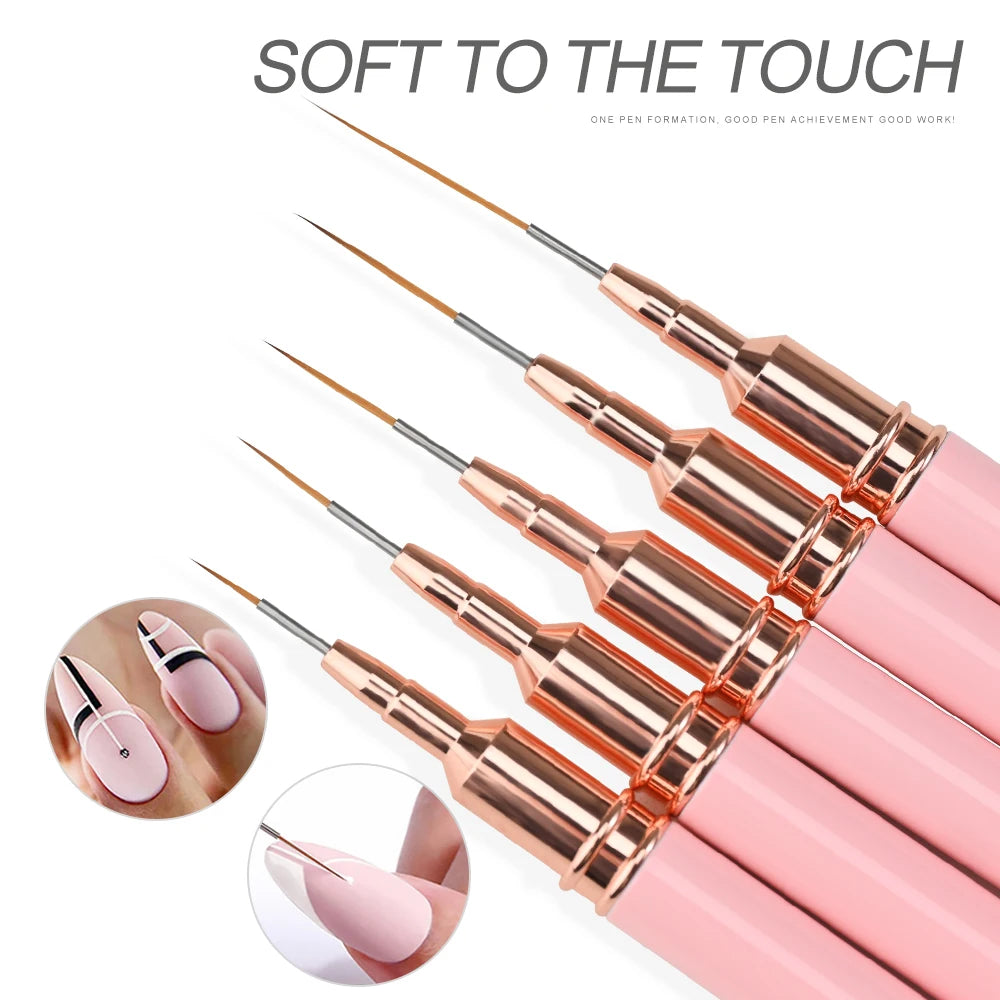 5/10pcs Pink/Black Nail Art Liner/Painting Brushes Ultra-thin Line
