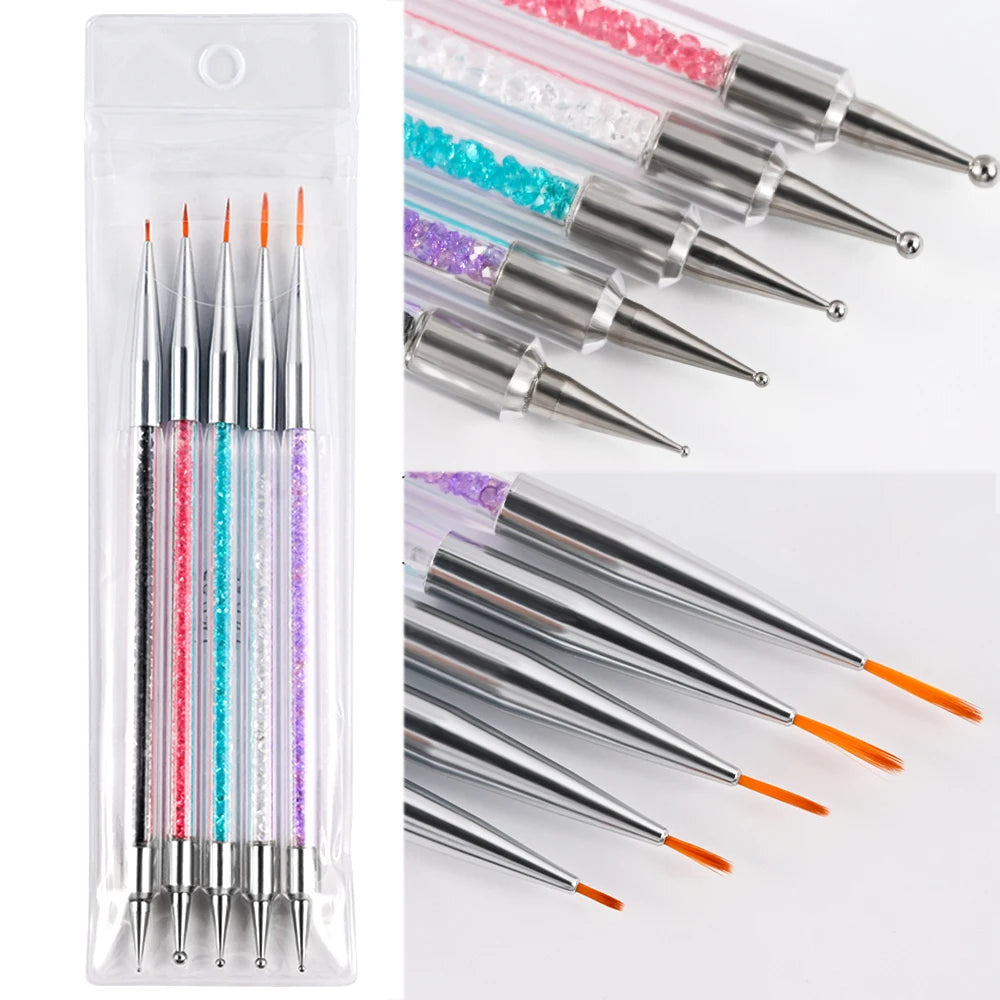 5/10pcs Pink/Black Nail Art Liner/Painting Brushes Ultra-thin Line
