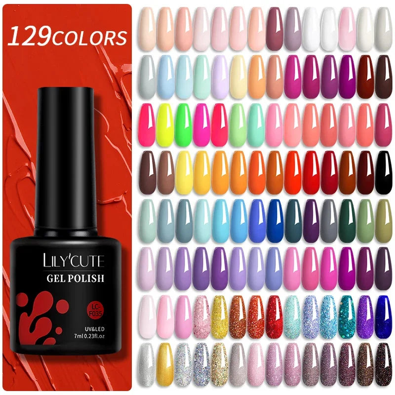 LILYCUTE 129 Colors 7ML Nail Gel Polish Nail Supplies Vernis