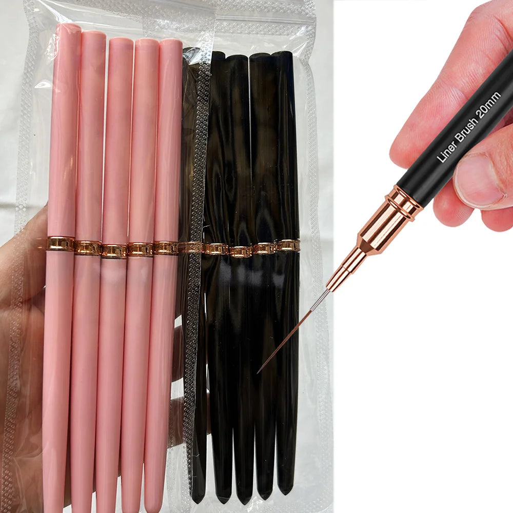 5/10pcs Pink/Black Nail Art Liner/Painting Brushes Ultra-thin Line