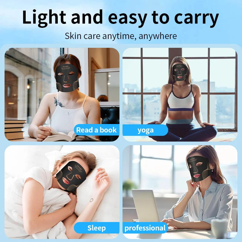 7 Color LED Face Mask with Neck Wireless Portable Red Light